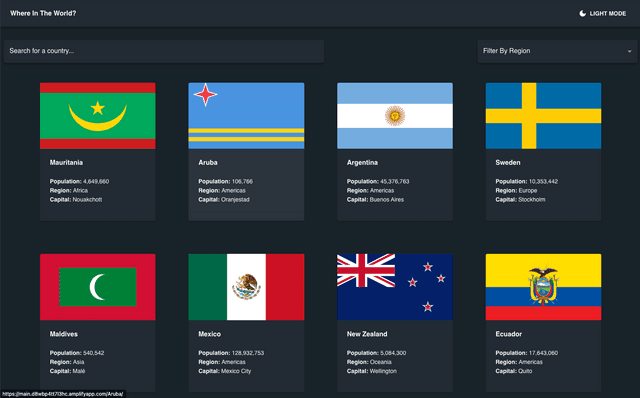 Countries API Dashboard thumbnail